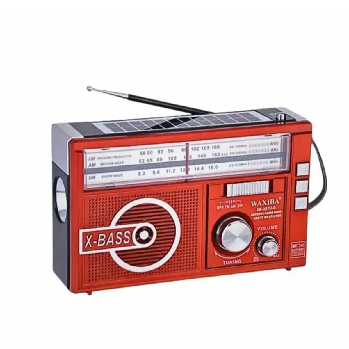 GENERICO - RADIO AM-FM, CON LINTERNA, CON PANEL SOLAR, A PILAS Y RECARGABLE A 220