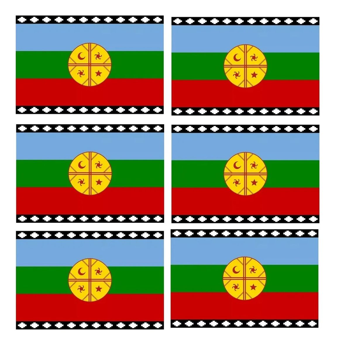 GENERICO - X6 Bandera Mapuche Chilena Bandera Chile Mediana 90x145 Tela