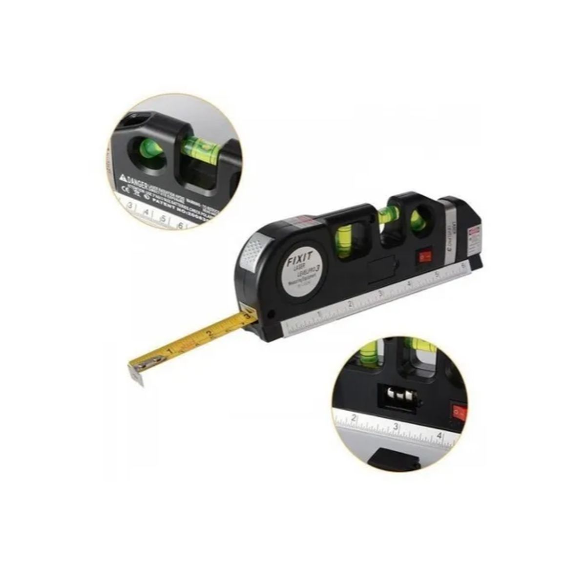 GENERICO - Nivelador Laser Nivel De Laser Cinta Métrica 3 Modos