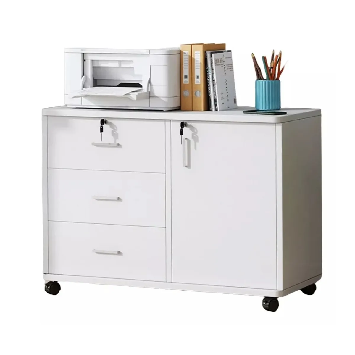 MUNDO MAGIA - Cajonera Oficina Archivador Gabinete Con Llave Y Ruedas