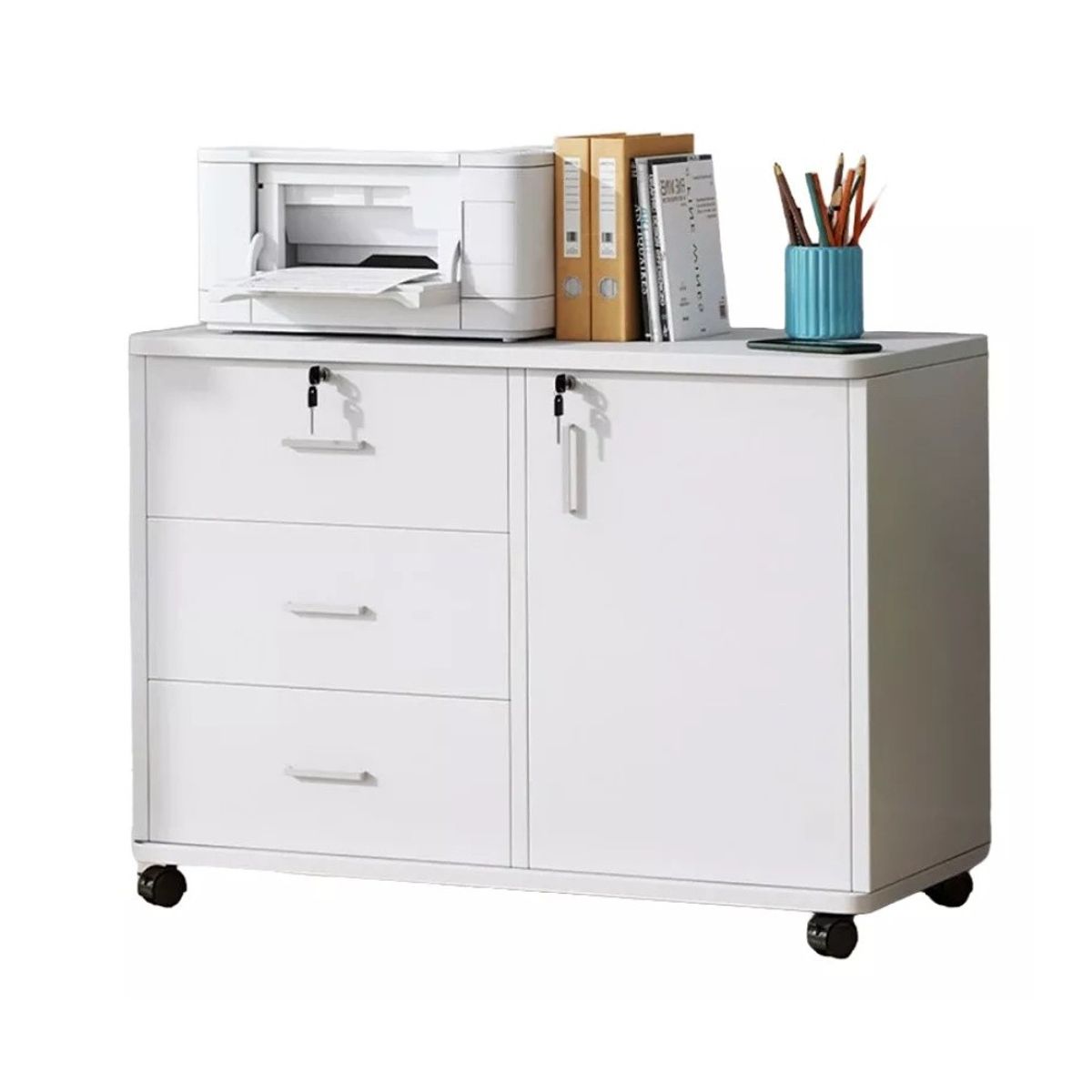 MUNDO MAGIA - Cajonera Oficina Archivador Gabinete Con Llave Y Ruedas