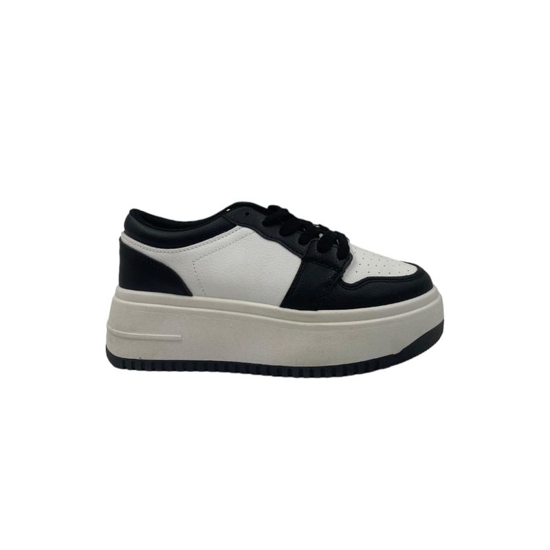 HERIEL - Zapatilla Blanca Y Negro Plataforma Mujer