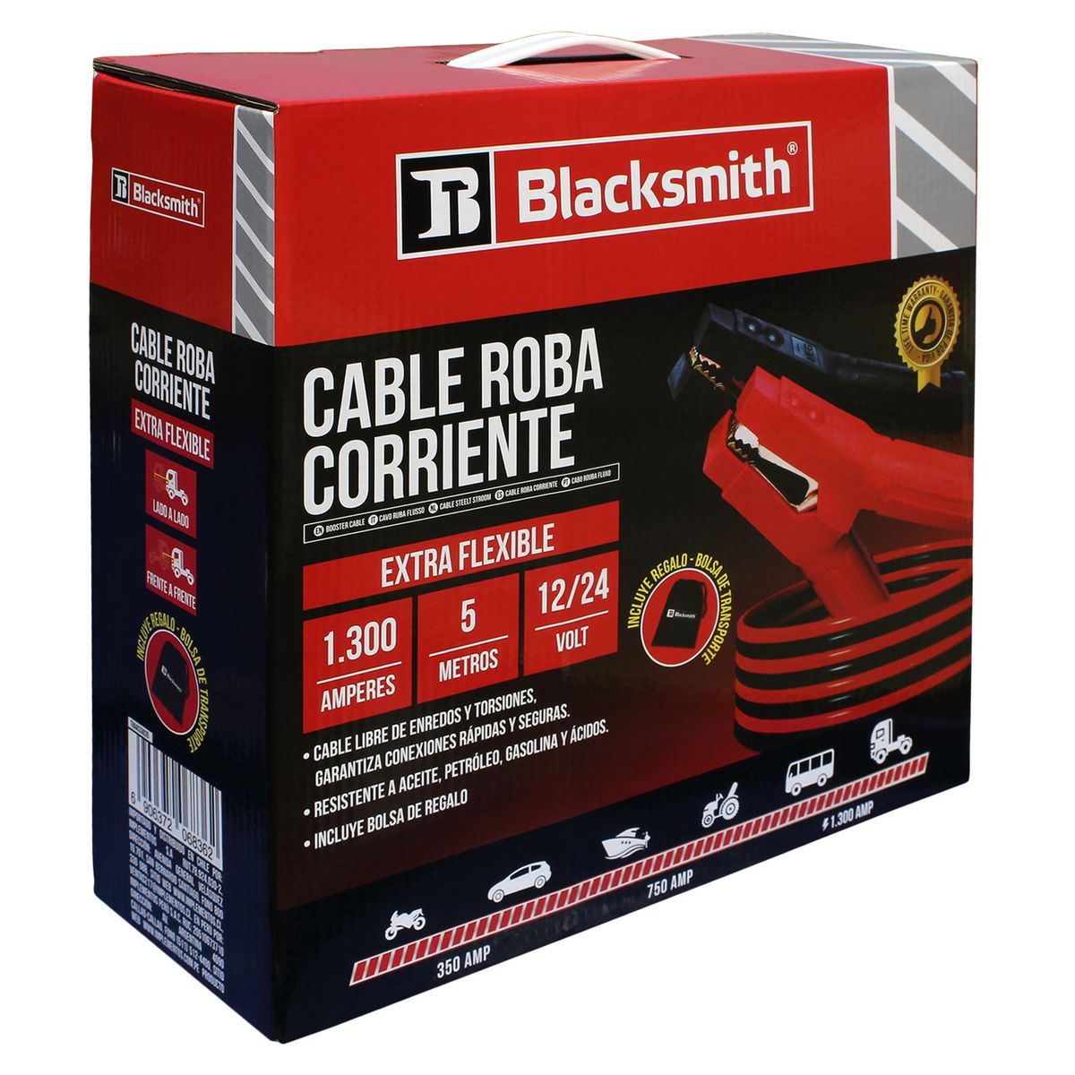 BLACKSMITH - Cable Roba Corriente Para Camion 1300 Amp 5 Mts De Largo