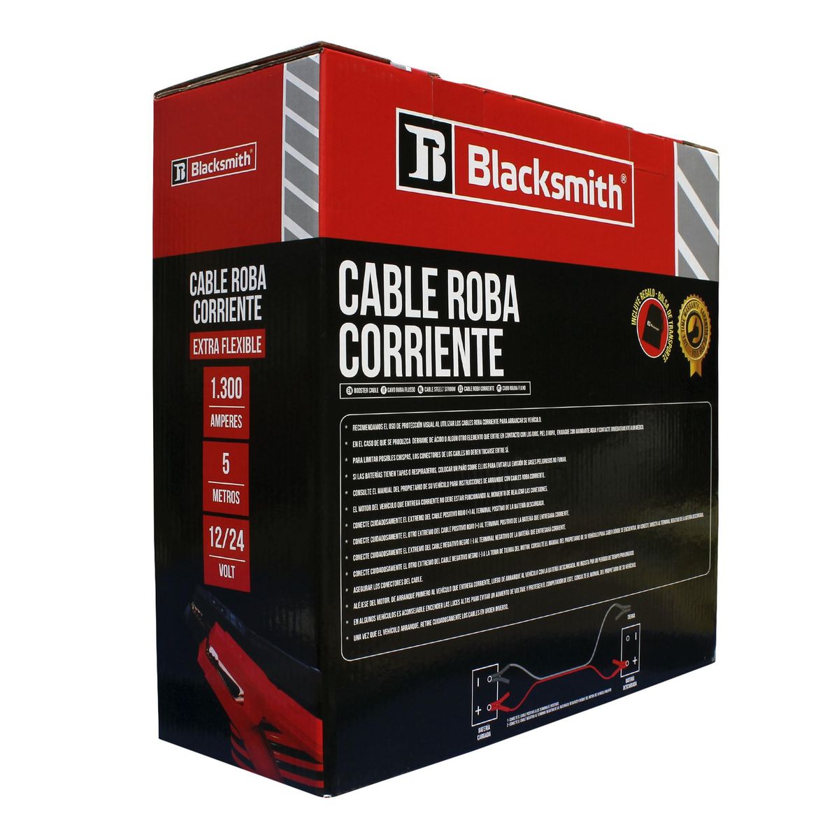 BLACKSMITH - Cable Roba Corriente Para Camion 1300 Amp 5 Mts De Largo