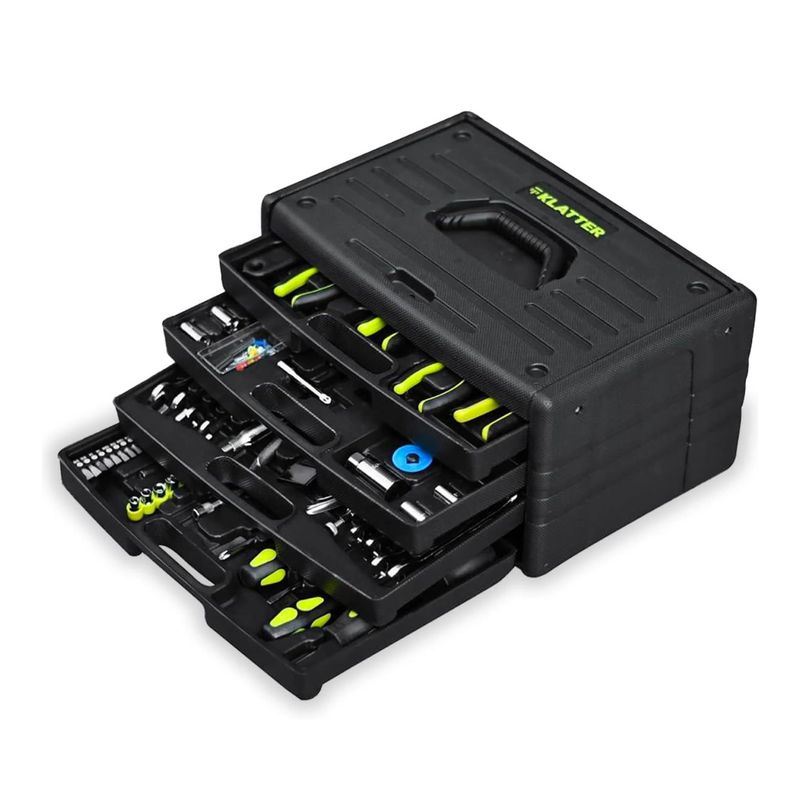 KLATTER - Kit Caja De Herramientas Klatter 160 Piezas compartimientos para traslado