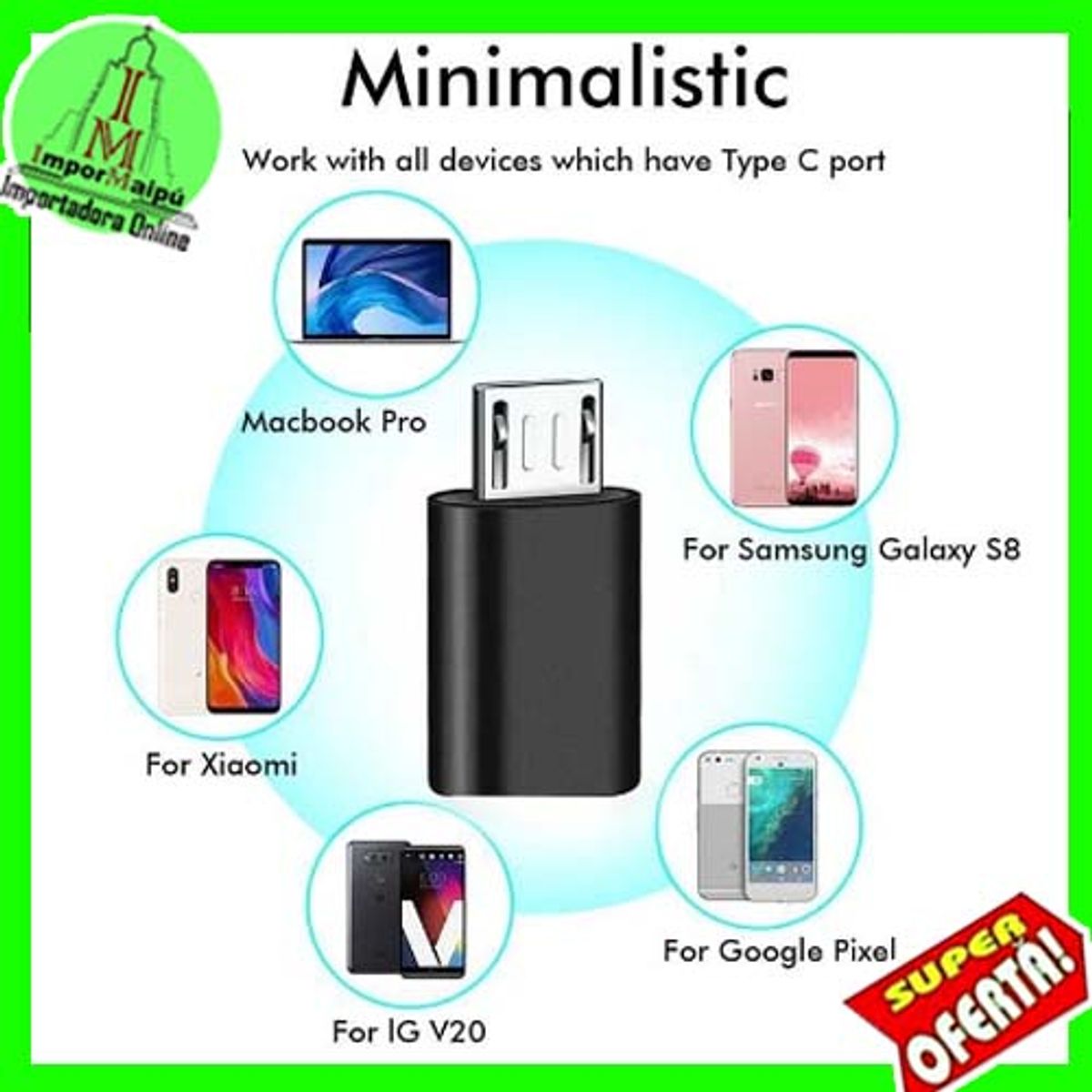 GENERICO - Adaptador Tipo C a Micro USB V8 Tipo C Macho a Micro USB V8 Hembra Celulares