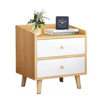 Velador Con 2 Cajones 37x30x48cm Estilo Moderno Marron Mdf