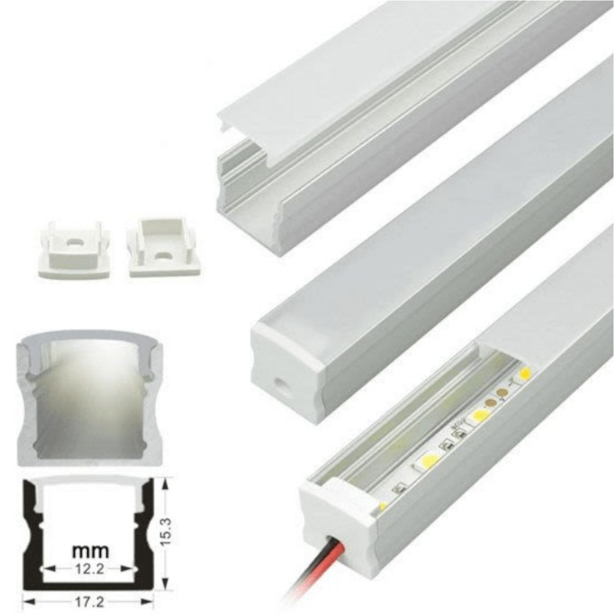 9 Perfiles de 1 metro Alto Sobrepuesto para Cinta Led (1202), marca GENERICO - Foto 2
