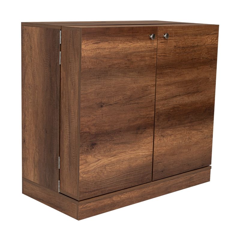 FMFURNITURE - Bar Extensible 12 Botelleros 2 Puerta - Café Oscuro 94.8x102x51.55 cm
