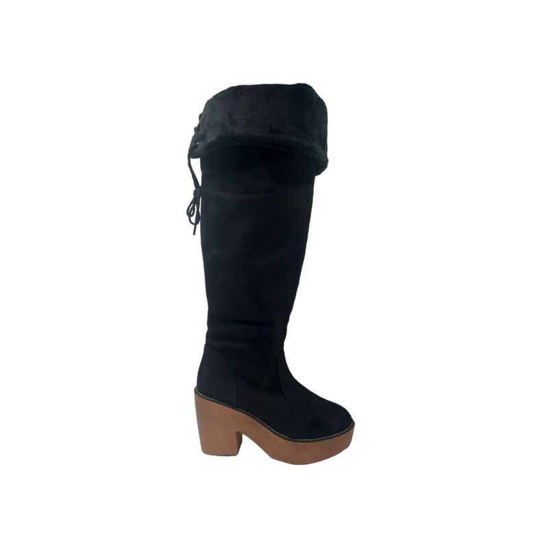 HERIEL - Bota Negra Gamuza Plataforma