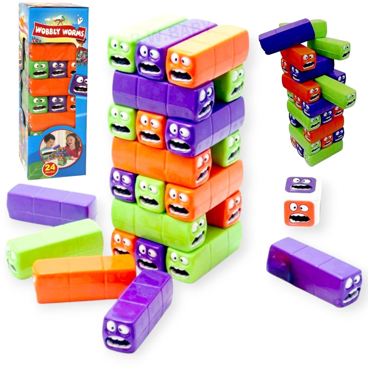 GENERICO - Juguete Jenga Gusanos Tambaleantes Coloridos Jumbo