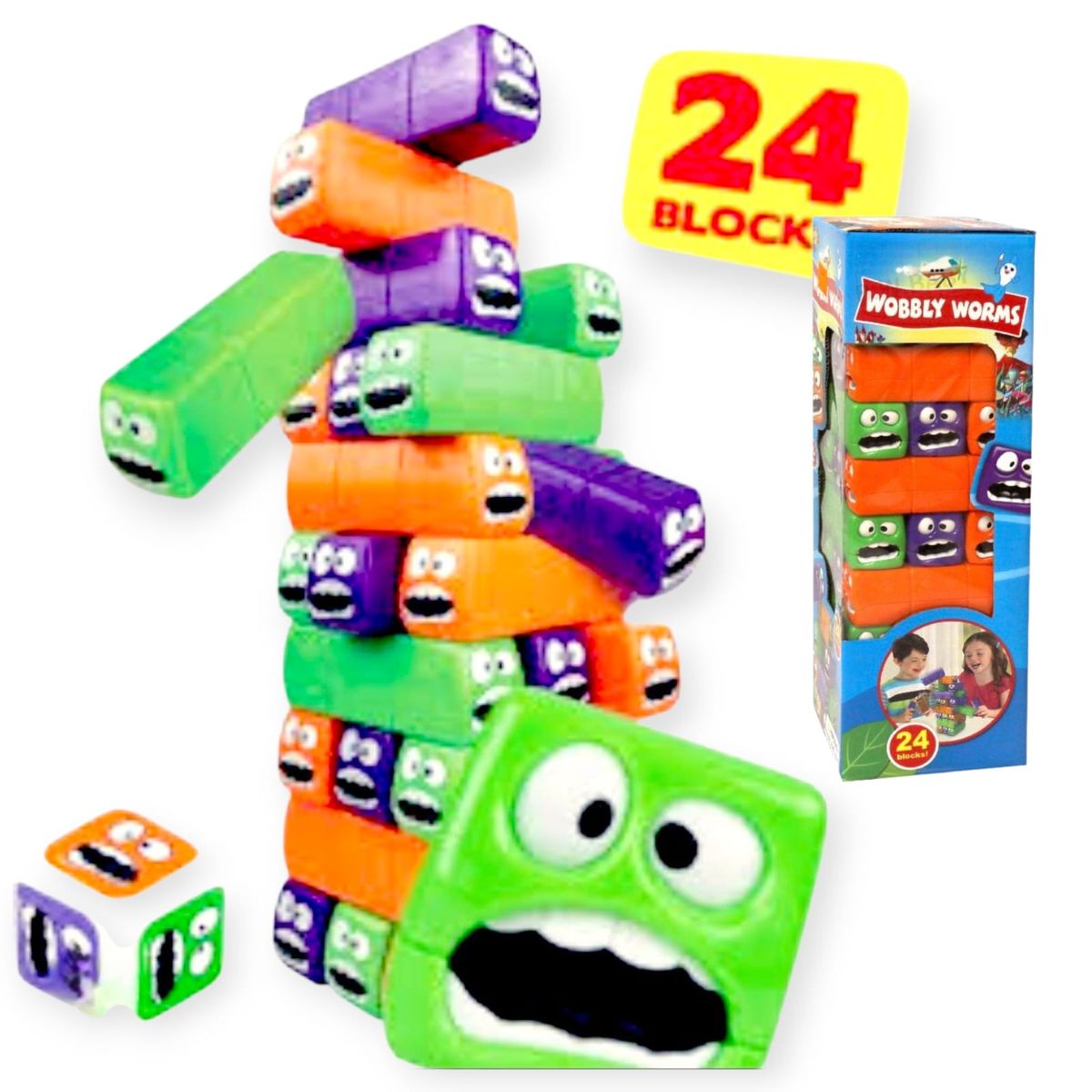 GENERICO - Juguete Jenga Gusanos Tambaleantes Coloridos Jumbo