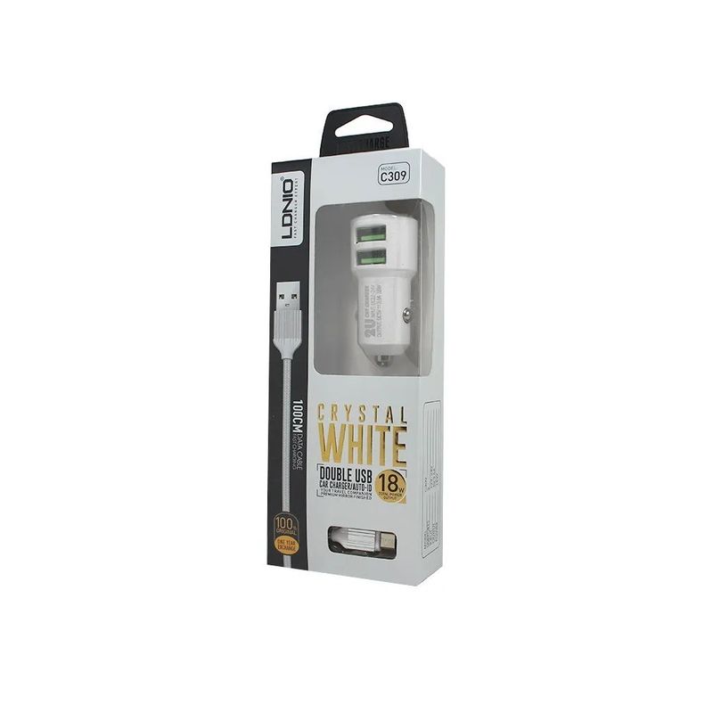 LDNIO - Cargador de Auto 3.6A + 2 Puertos USB C309