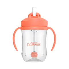 DR BROWN'S - Vaso Antiderrame Asas Y Pajita 270ml 6m+ Dr Brown´s Coral