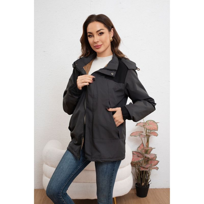 MPROPIA - Chaqueta Mujer Cortaviento Impermeable Forro Interior Piel Capucha 007