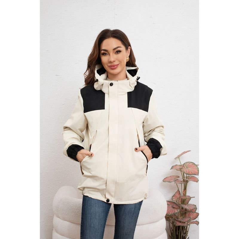 MPROPIA - Chaqueta Mujer Cortaviento Impermeable Forro Interior Piel Capucha 007