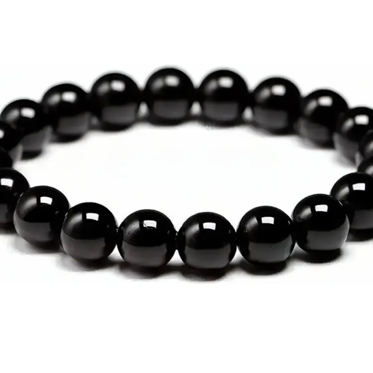 GENERICO - Pulsera Piedra Onix Genuina Elástica Unisex Proteccion