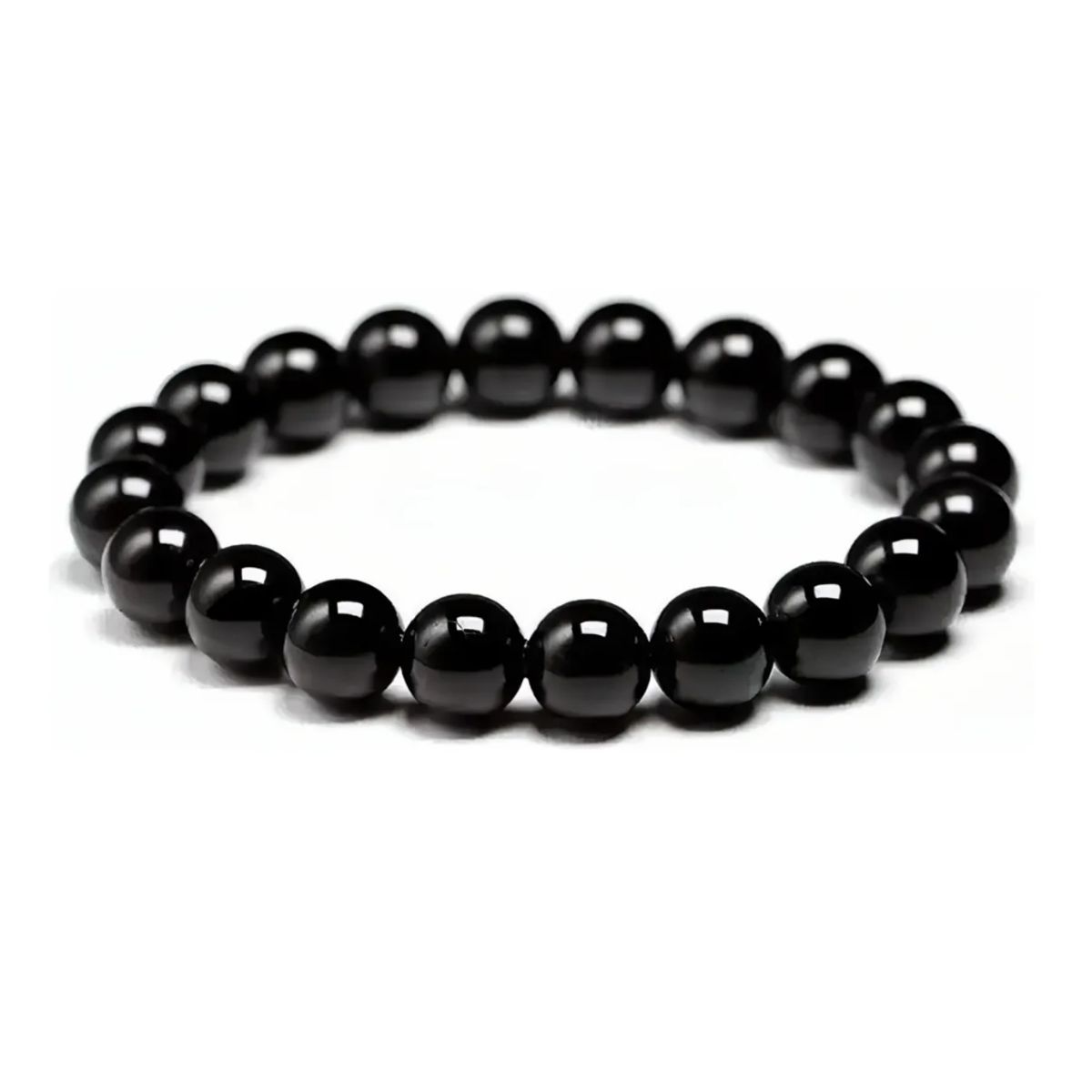 GENERICO - Pulsera Piedra Onix Genuina Elástica Unisex Proteccion