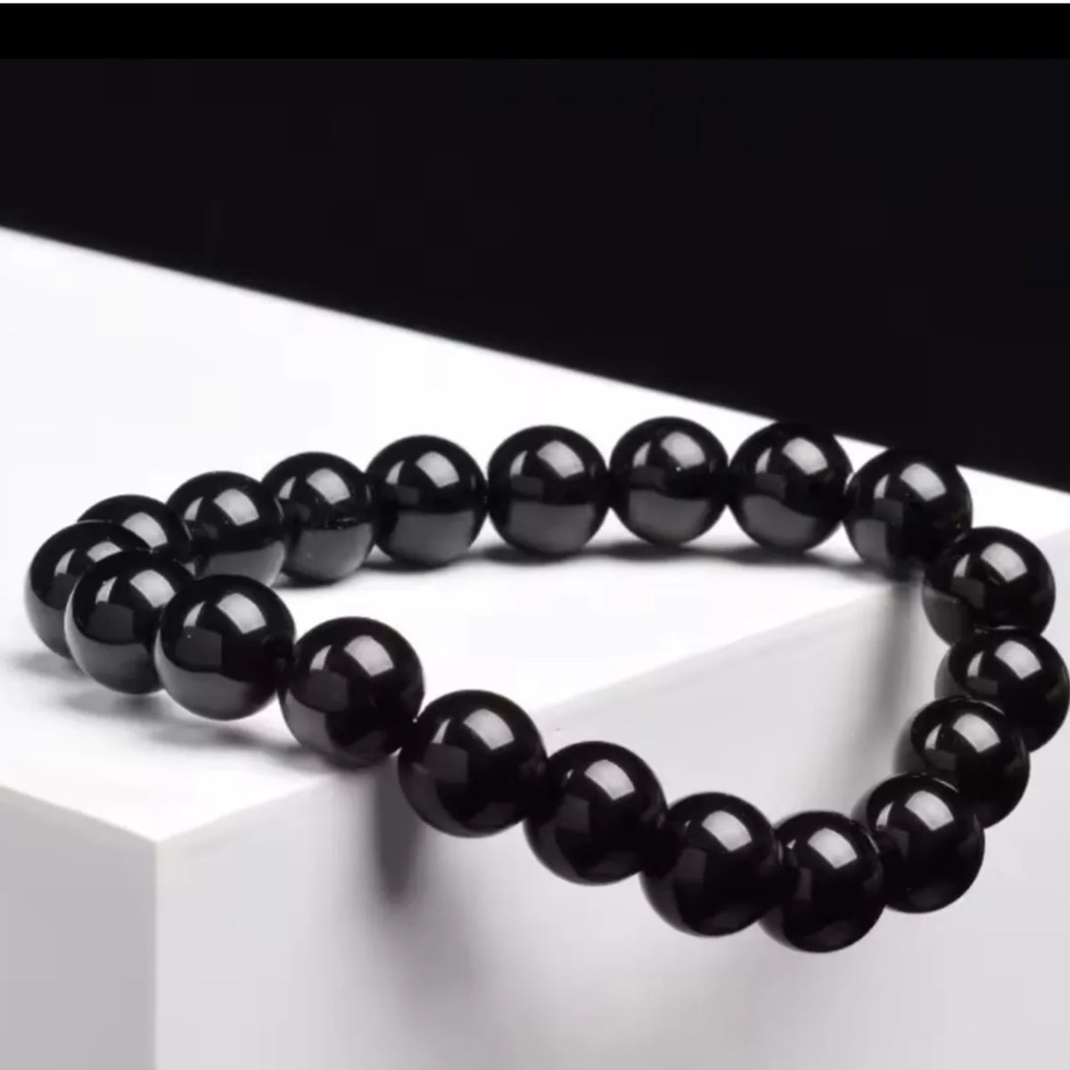 GENERICO - Pulsera Piedra Onix Genuina Elástica Unisex Proteccion