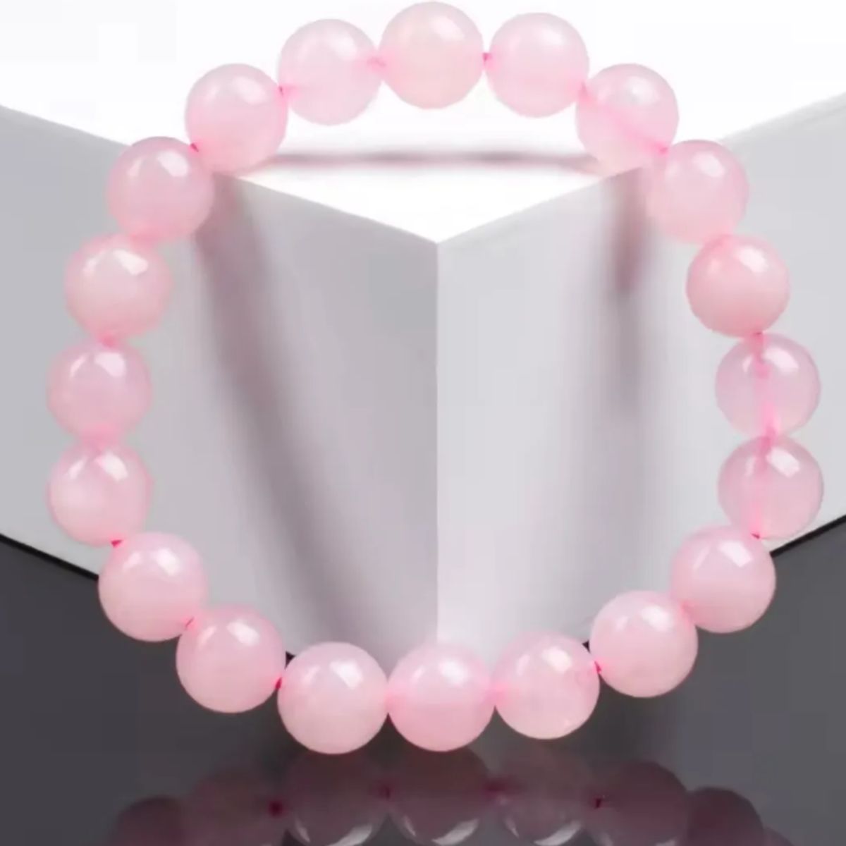 GENERICO - Pulsera Elasticada Cuarzo Rosa Genuina Piedra Del Amor Mujer