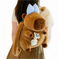 GENERICO - Mochila Kawaii Capibara Conejo Lazo Azul