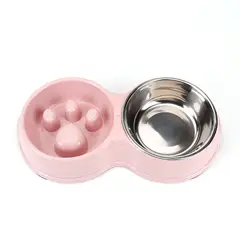 GENERICO - Plato Comida agua Mascotas Anti-ansiedad Perro Gato Rosa