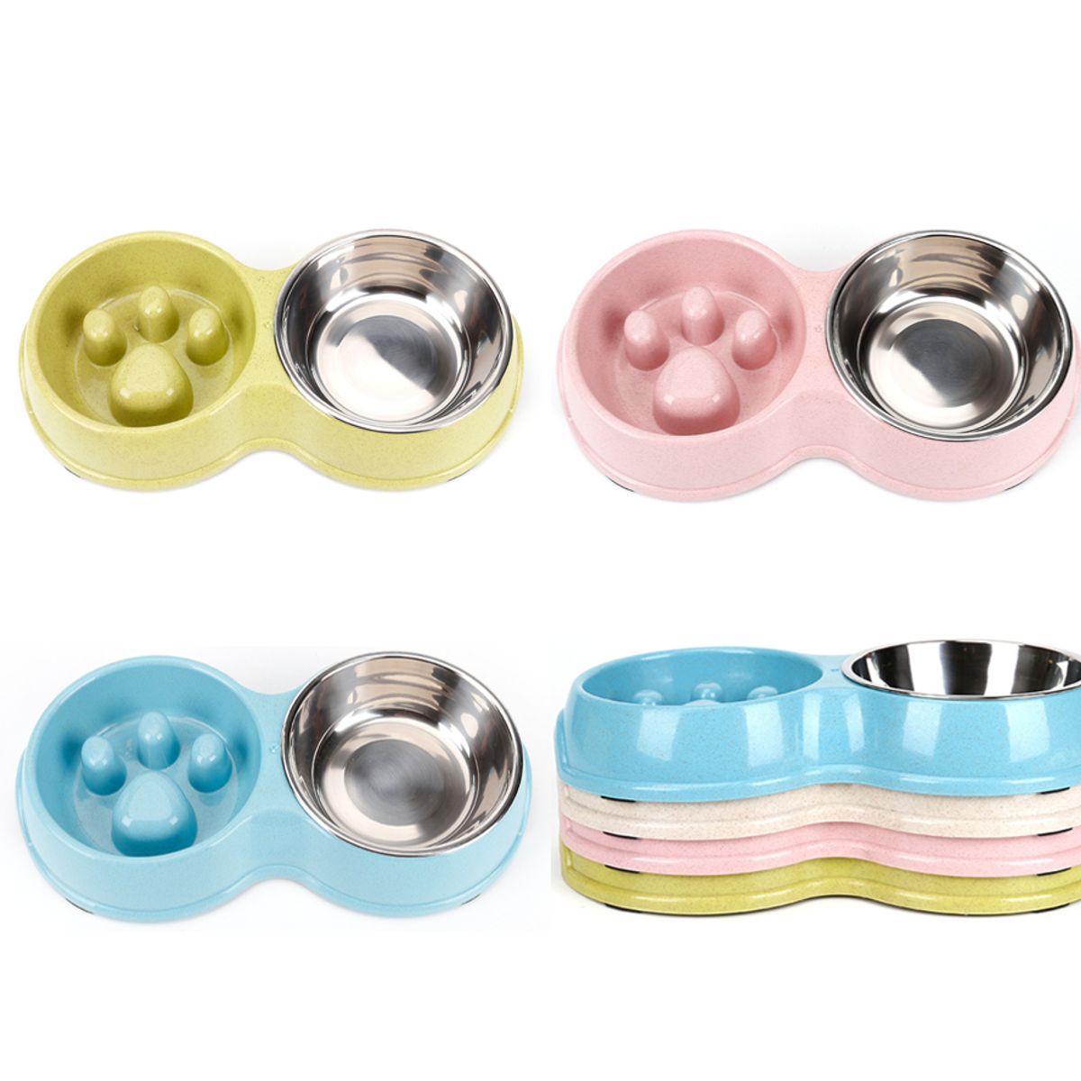 MASCO TODO - Plato Comida agua Mascotas Anti-ansiedad Perro Gato Rosa
