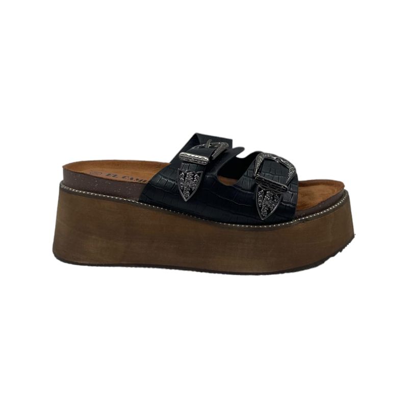 HERIEL - Sandalia Negra Plataforma Mujer
