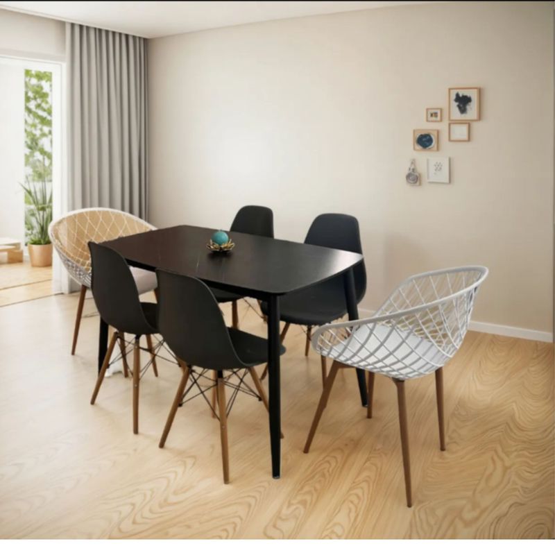 GENERICO - Mesa de comedor Oval Negra 120x70cm