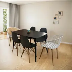 GENERICO - Mesa de comedor Oval Negra 120x70cm