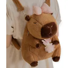 GENERICO - Mochila Kawaii Capibara Conejo Lazo Rosado
