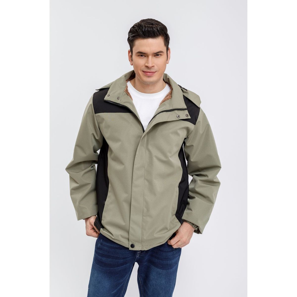 LIKE SHOP - Chaqueta Impermeable Hombre Forro Interior Piel Capucha 0002