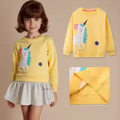 JUMP KIDS - Polerón Algodón Cuello Redondo Niña Amarillo Unicornio