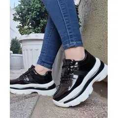 SNOOPY - Zapatillas para Dama Negro Charol M413 Horma Pequeña
