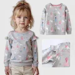 JUMP KIDS - Polerón Algodón Cuello Redondo Niña Gris Princesas