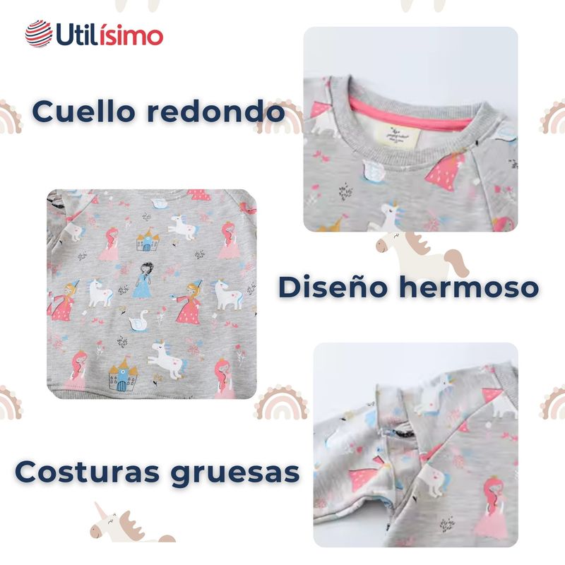 JUMP KIDS - Polerón Algodón Cuello Redondo Niña Gris Princesas