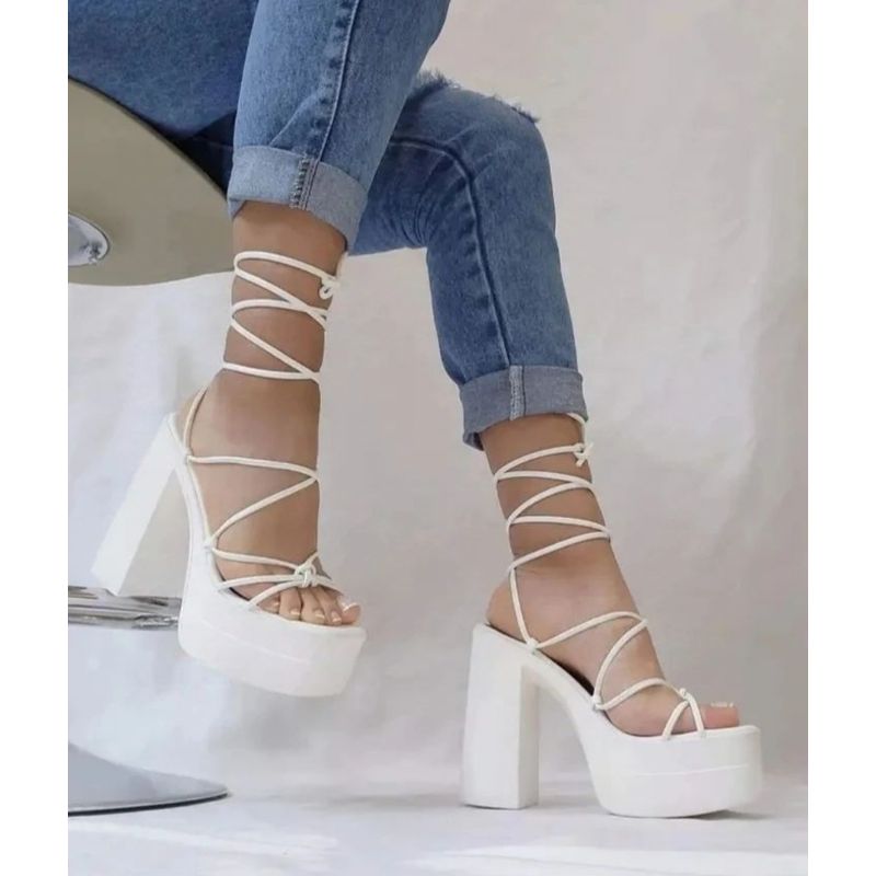 SNOOPY - Sandalias Mujer Tiras Taco Alto con Plataforma  M428 (Horma Pequeña)