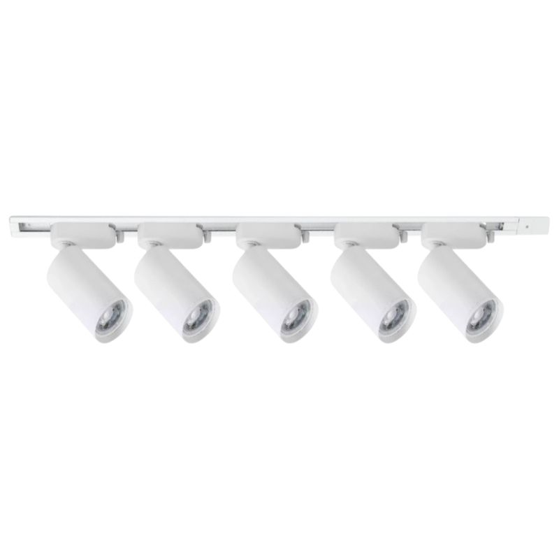 WANT - Lámpara 5 Focos Blancos 35W con Riel de1 metro Luz Cálida