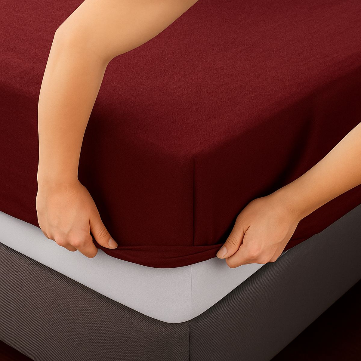 ALTERNATIVE - Juego De Sábanas 800 Hilos 20 Plazas Vino Liso Elegante