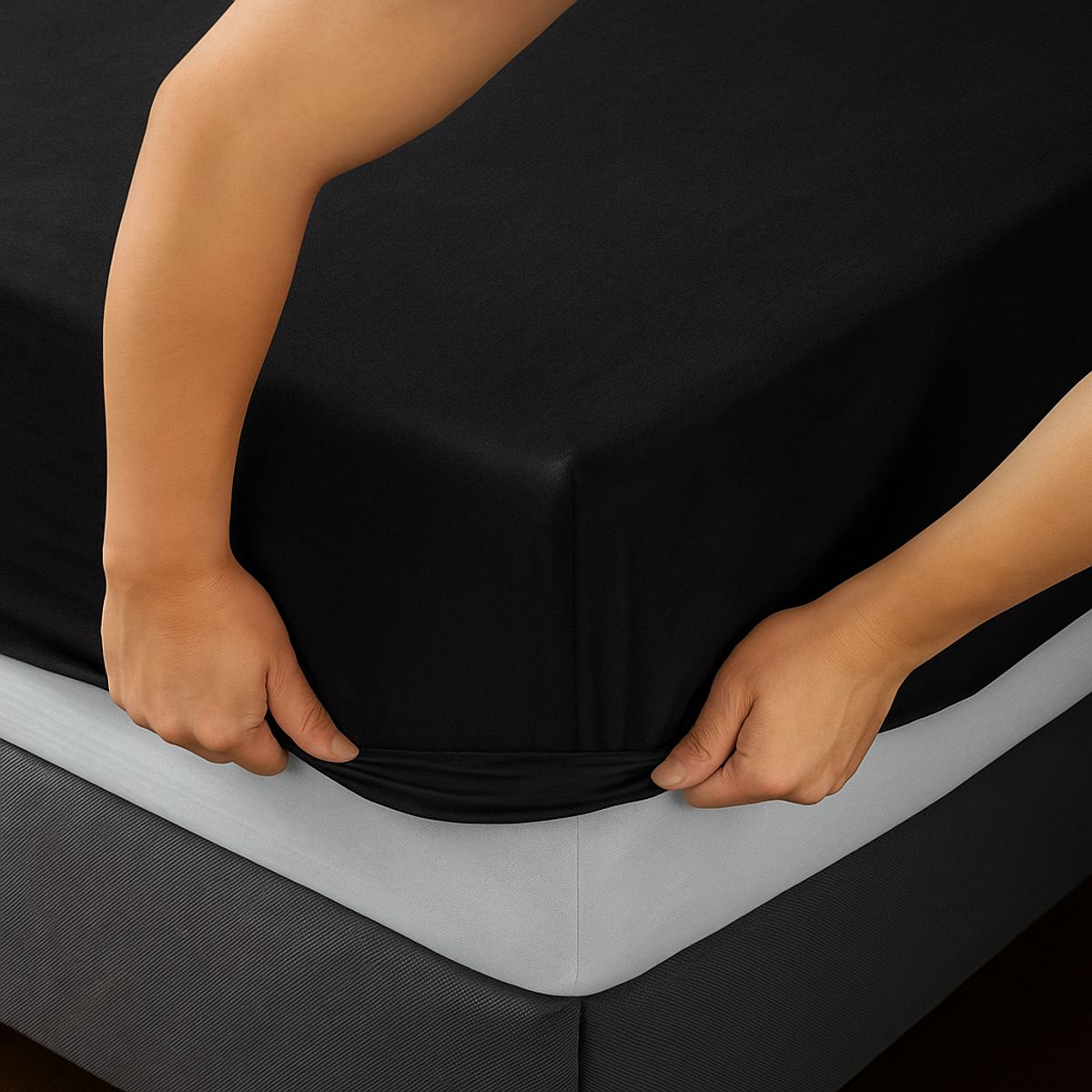 ALTERNATIVE - Juego De Sábanas 800 Hilos 15 Plazas Negro Elegante