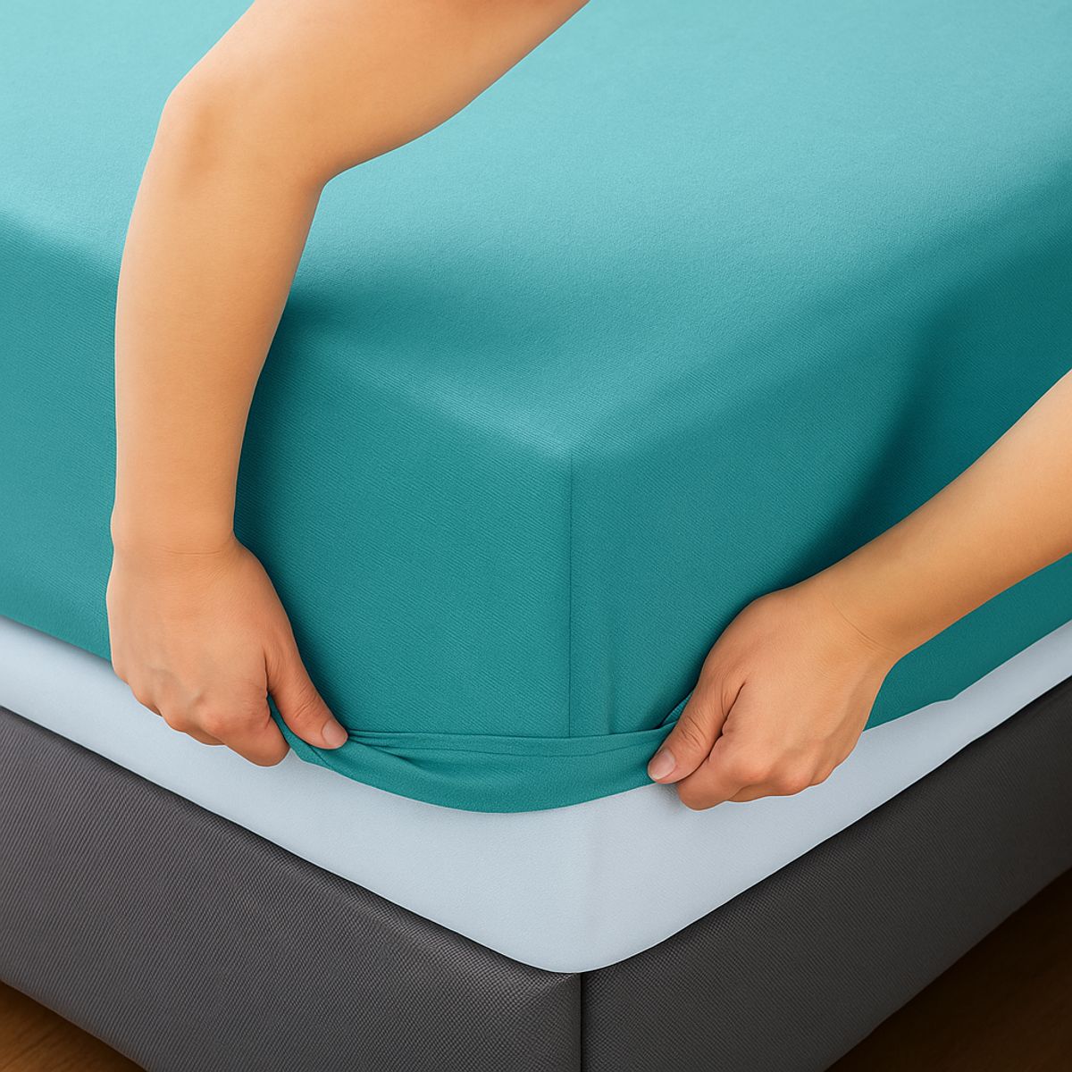 ALTERNATIVE - Juego Sábanas 800 Hilos 25 Plazas Turquesa Elegante