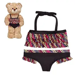 BUILD A BEAR - Bikini negro animal print para peluche