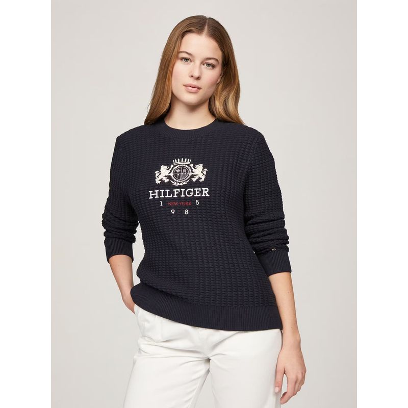 TOMMY HILFIGER - Sweater Con Logo Varsity Crest Azul Tommy Hilfiger