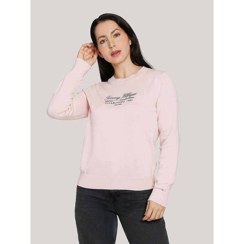 TOMMY HILFIGER - Sweater Script Graphic Logo Rosado Tommy Hilfiger