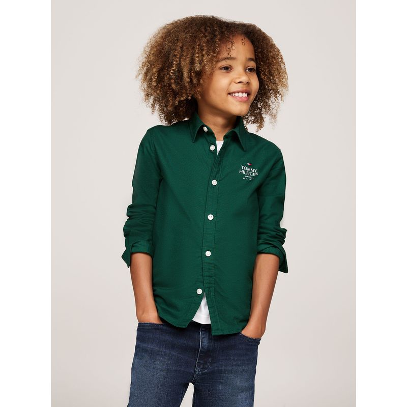 TOMMY HILFIGER - Camisa Oxford Corte Regular Verde Tommy Hilfiger