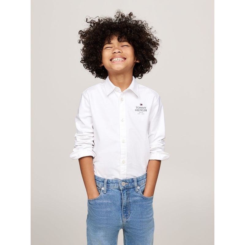 TOMMY HILFIGER - Camisa Oxford Corte Regular Blanco Tommy Hilfiger