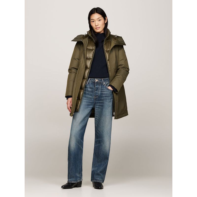 TOMMY HILFIGER - Parka Acolchada Con Gorro Verde Tommy Hilfiger