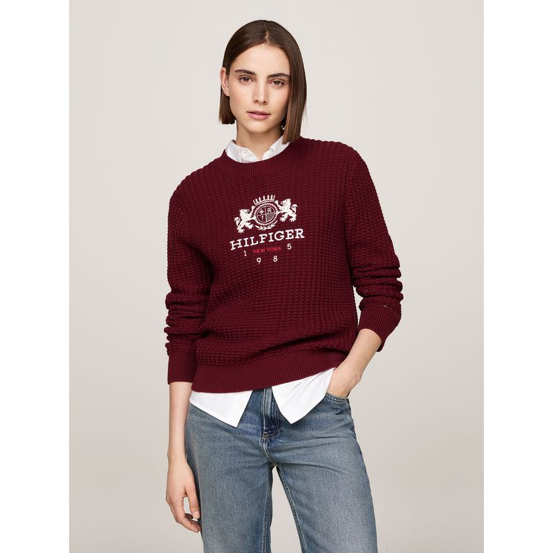 TOMMY HILFIGER - Sweater Con Logo Varsity Crest Rojo Tommy Hilfiger