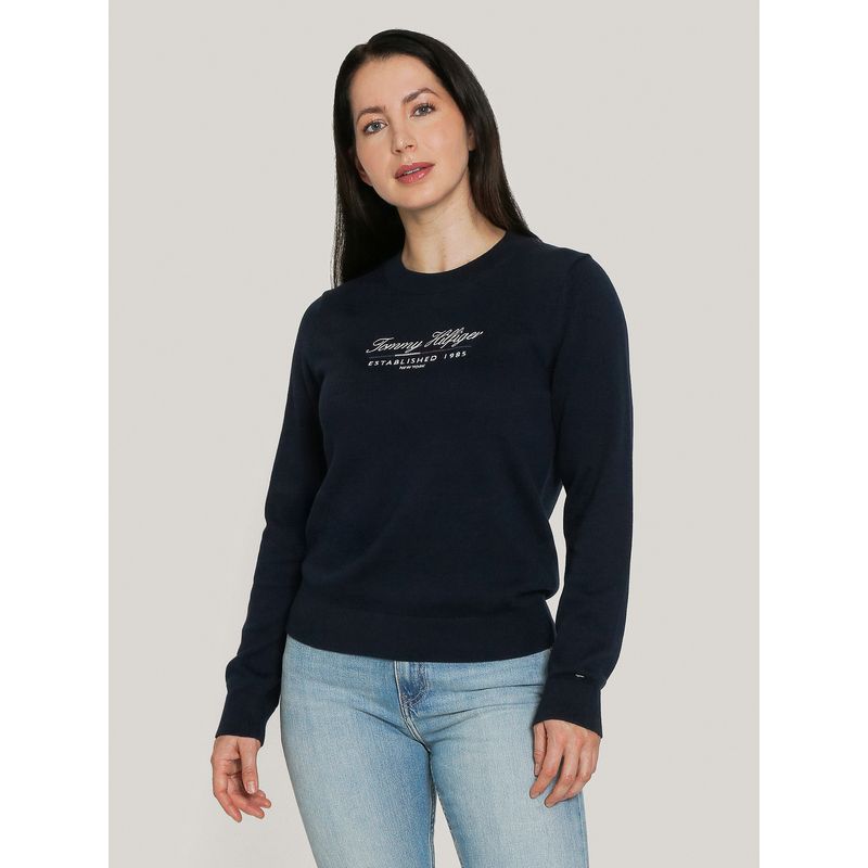TOMMY HILFIGER - Sweater Script Graphic Logo Azul Tommy Hilfiger