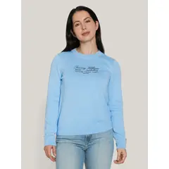 TOMMY HILFIGER - Sweater Script Graphic Logo Celeste